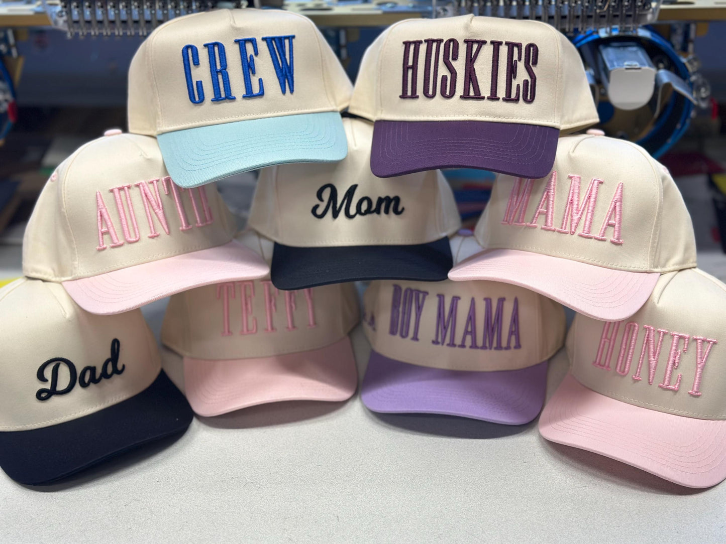Custom Two-Tone Mom Baseball Cap, Personalized Nickname & EST Date 3D Puff Embroidered Hat