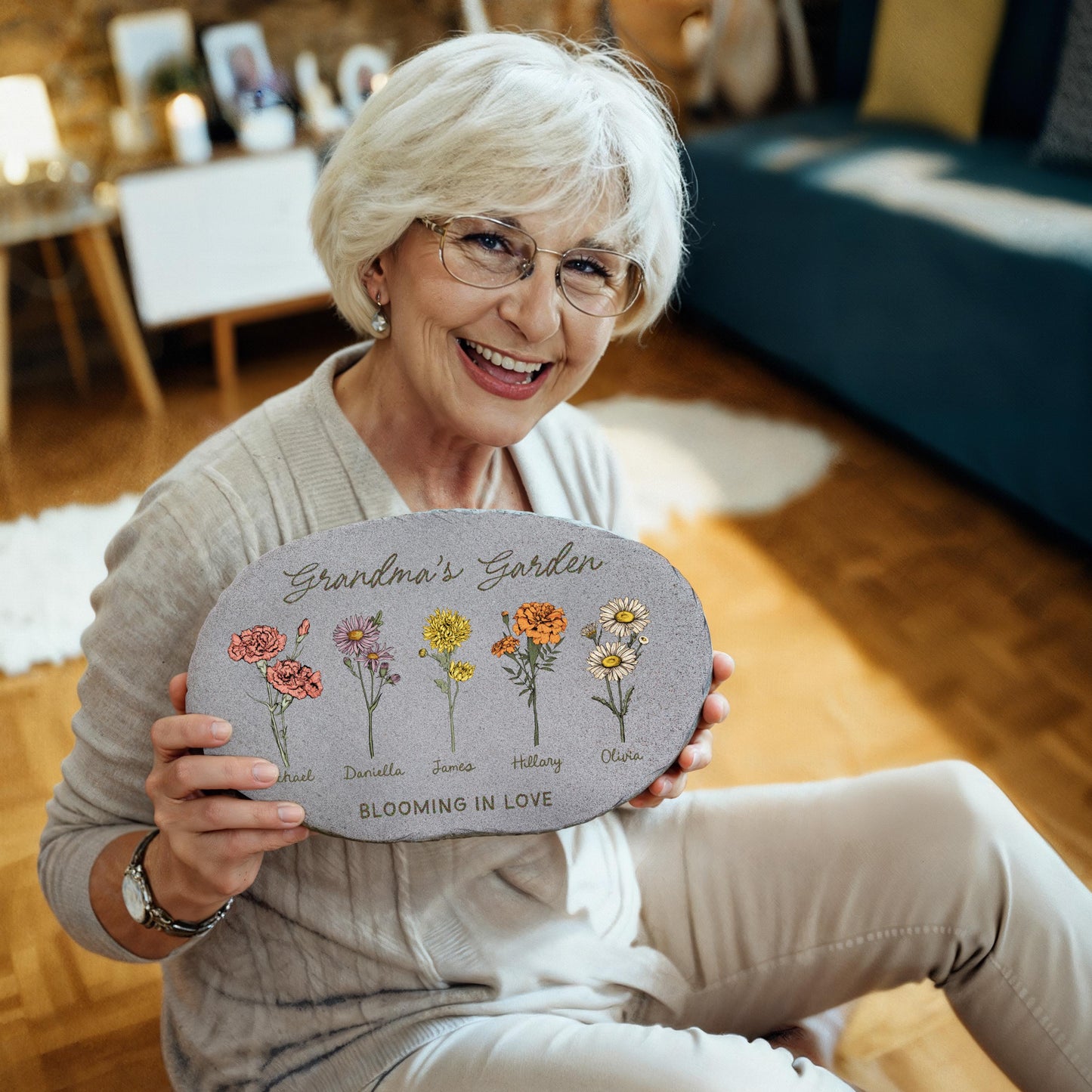Personalized Birth Flower Garden Stone — Where Family Blooms Forever
