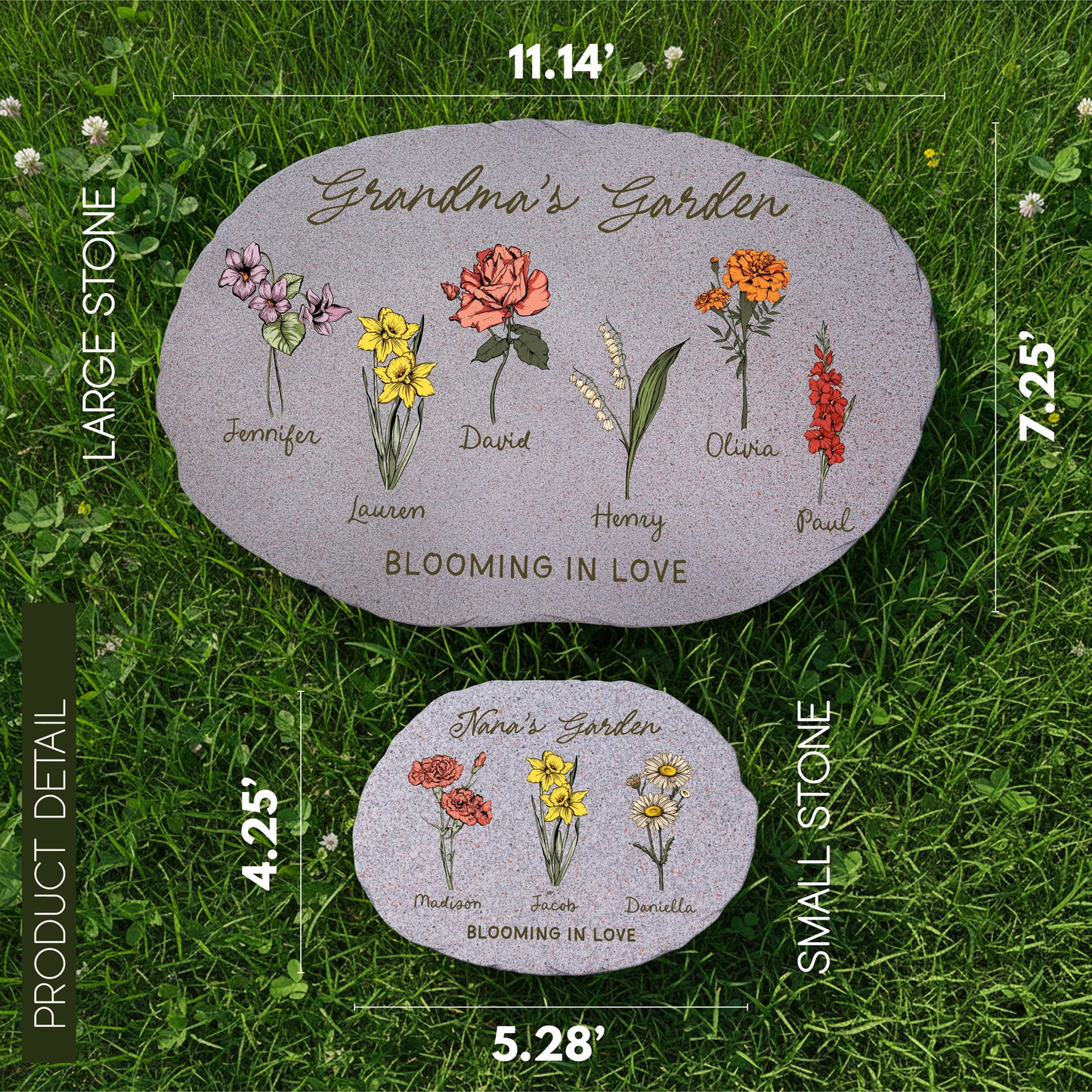 Personalized Birth Flower Garden Stone — Where Family Blooms Forever
