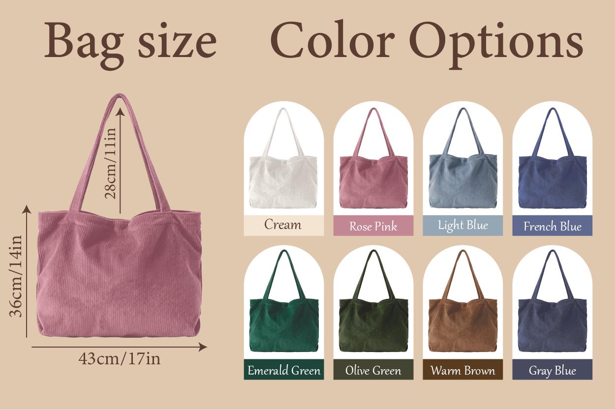 Personalized Grandma Tote Bag Custom Knitted Name Corduroy Bag Mother's Day Gift for Nana Gigi
