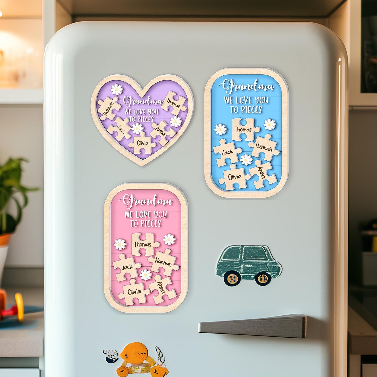 Personalized Grandma Puzzle Refrigerator Magnet with Grandkids Names
