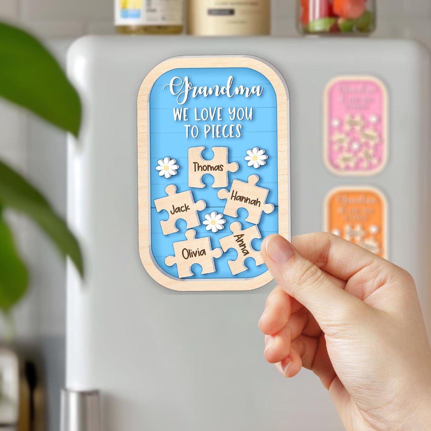 Personalized Grandma Puzzle Refrigerator Magnet with Grandkids Names