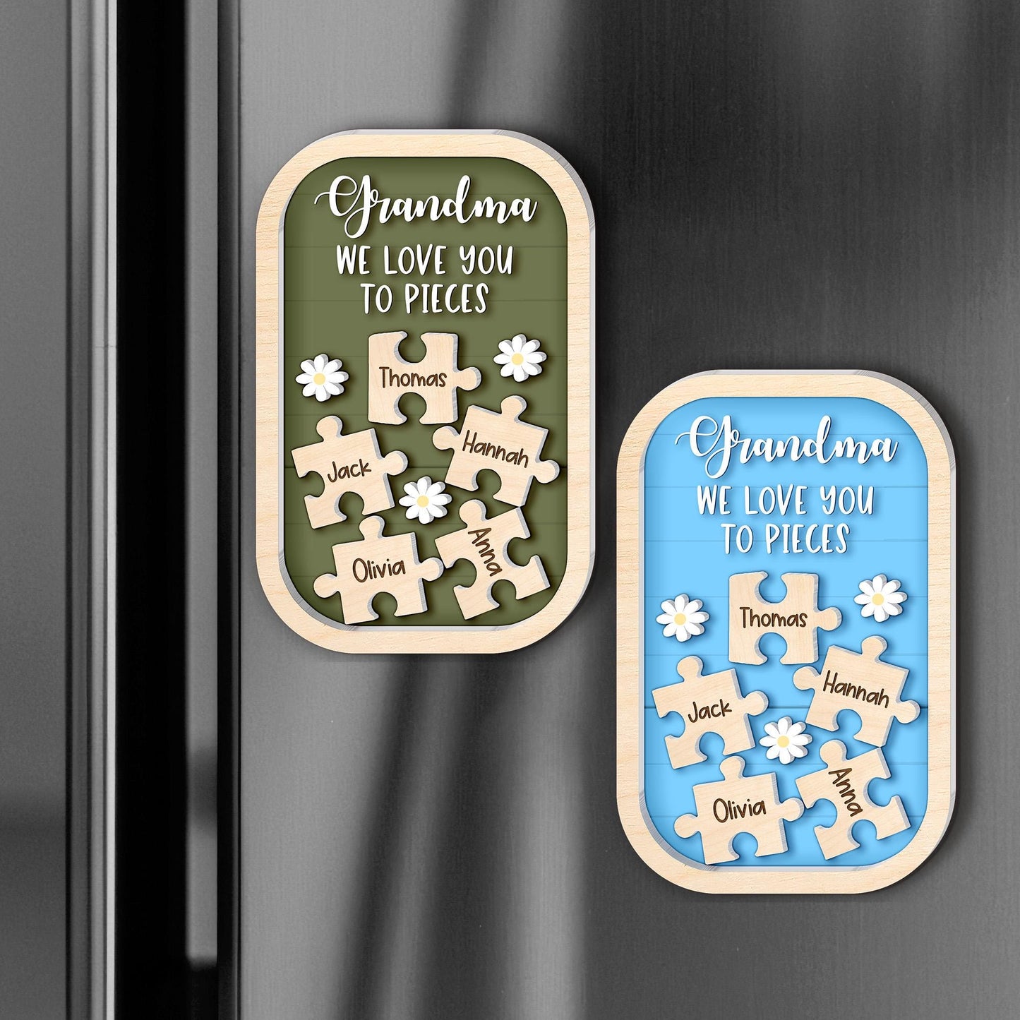 Personalized Grandma Puzzle Refrigerator Magnet with Grandkids Names
