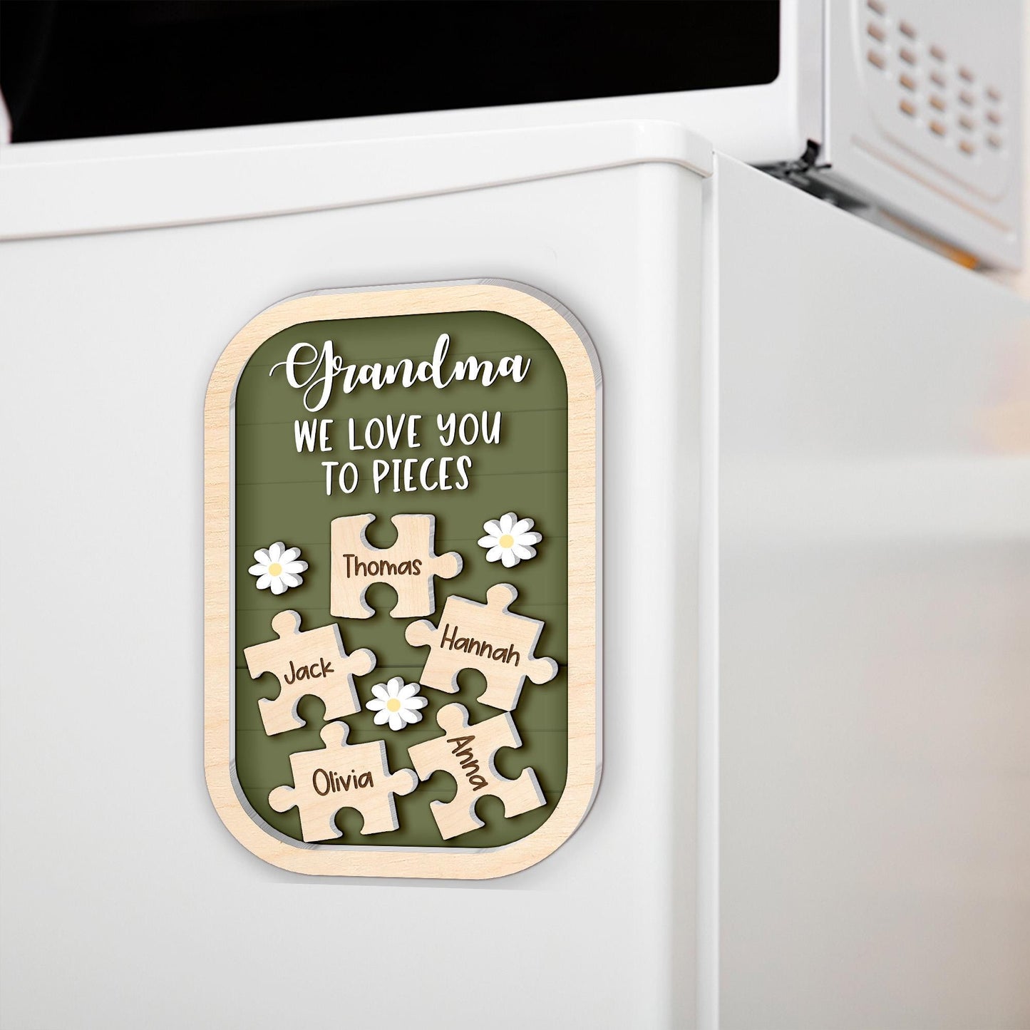 Personalized Grandma Puzzle Refrigerator Magnet with Grandkids Names