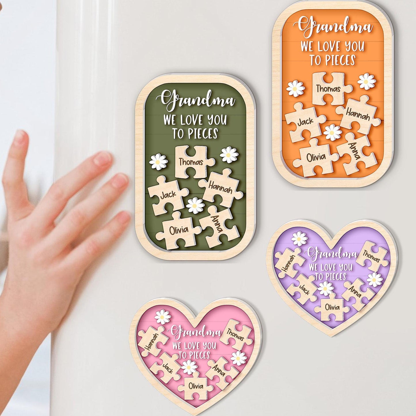 Personalized Grandma Puzzle Refrigerator Magnet with Grandkids Names