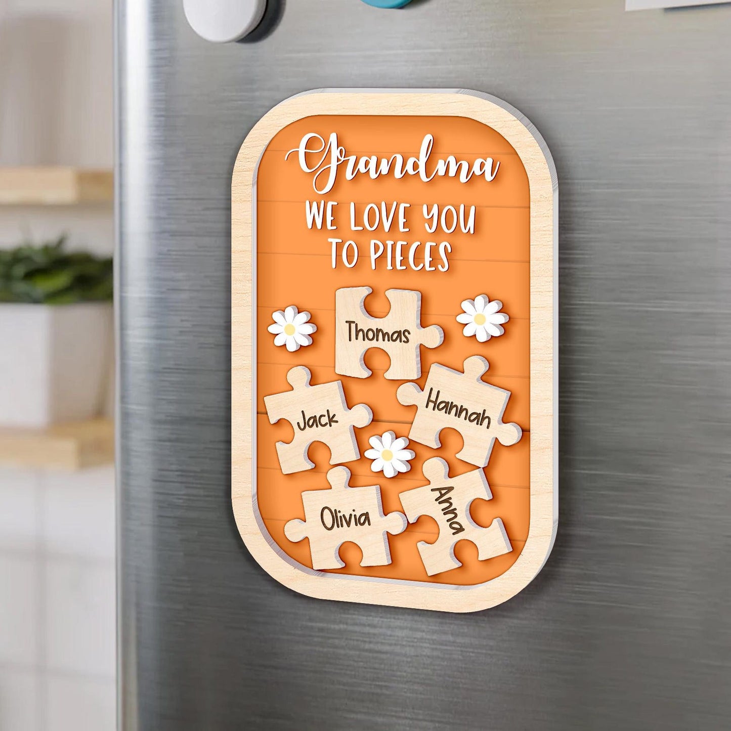 Personalized Grandma Puzzle Refrigerator Magnet with Grandkids Names