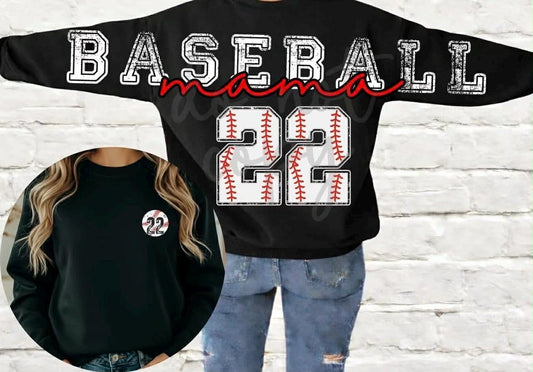 Custom Baseball Mama Crewneck Personalized Jersey Number Print Mom Game Day Shirt