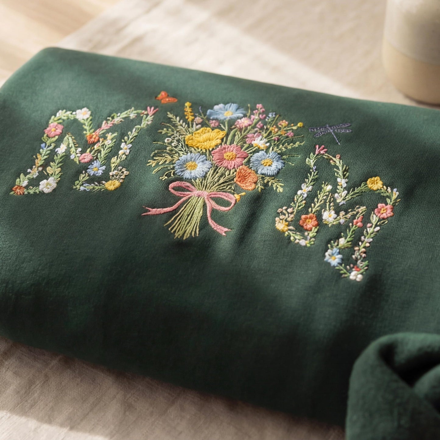 My Birth Flower Bouquet Custom Sweatshirt Personalized Floral MOM Embroidery with Custom Nickname