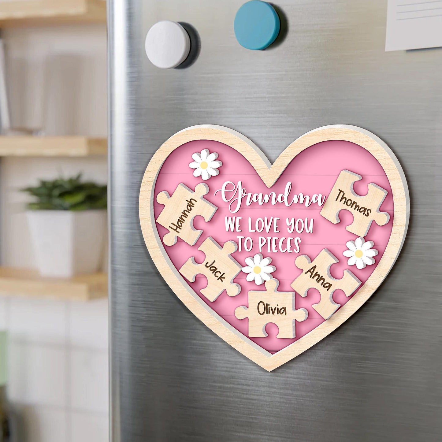 Personalized Grandma Puzzle Refrigerator Magnet with Grandkids Names