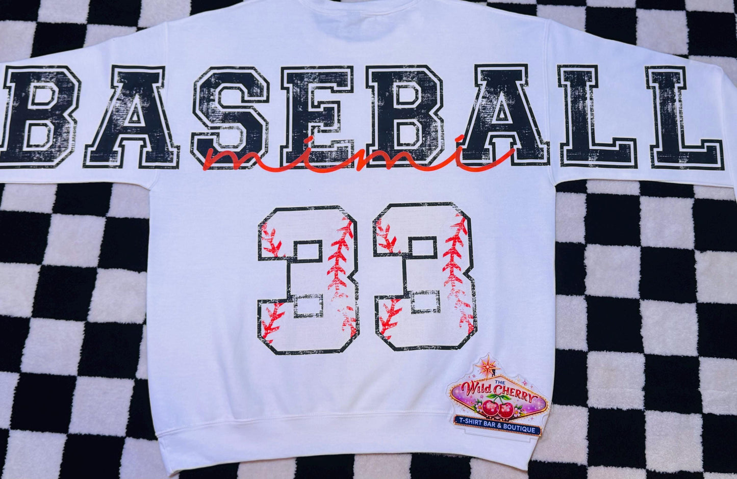 Custom Baseball Mama Crewneck Personalized Jersey Number Print Mom Game Day Shirt