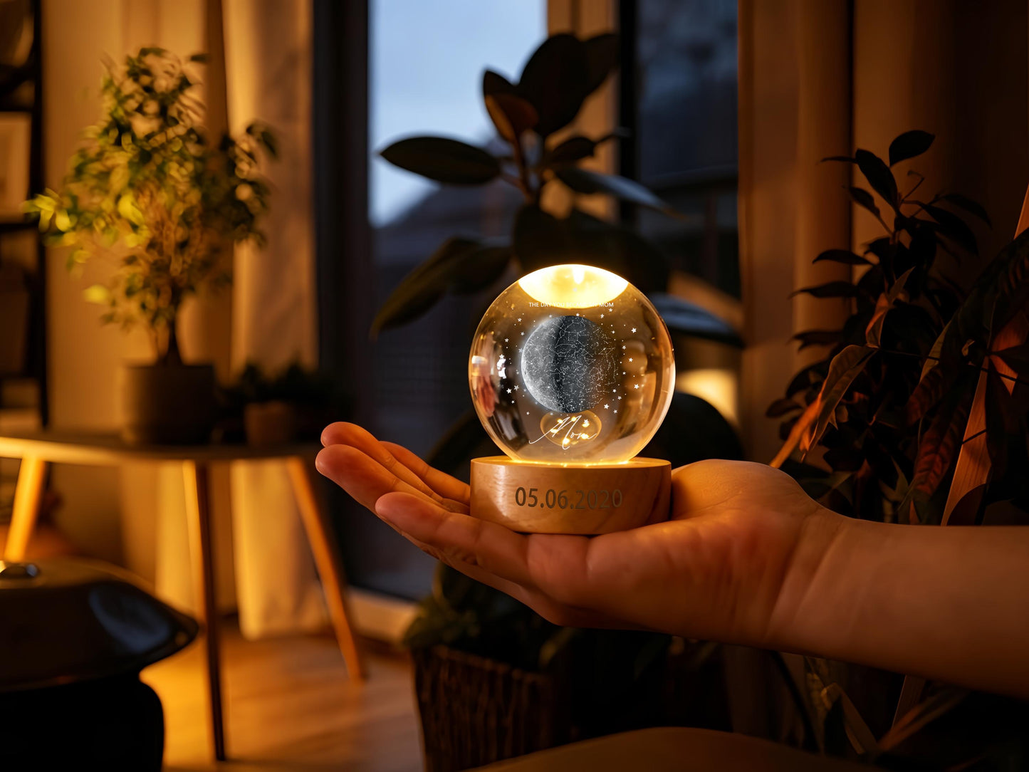 Personalized Constellation Crystal Ball Lamp | Customizable Name, Message & Date Keepsake Light