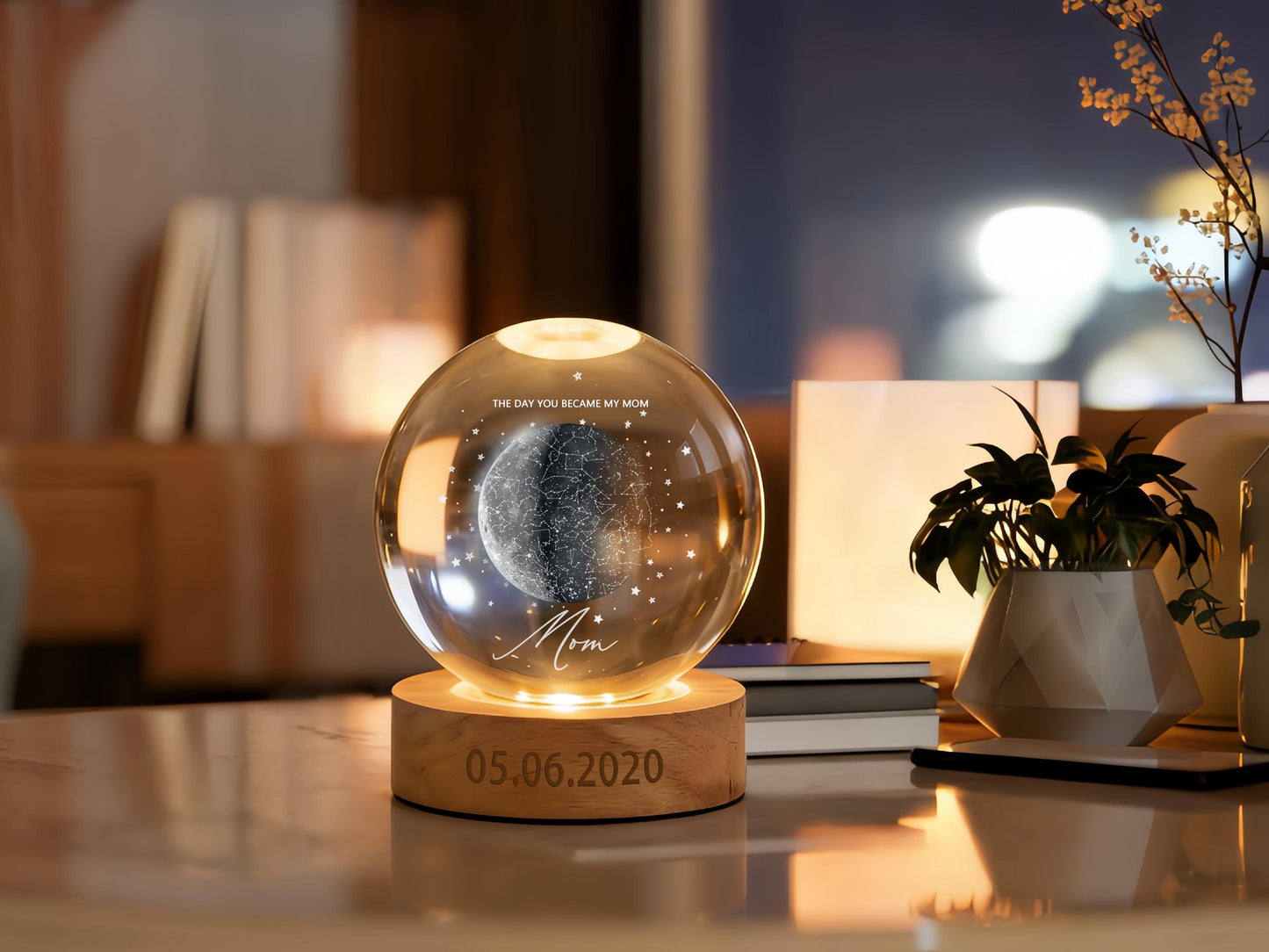 Personalized Constellation Crystal Ball Lamp | Customizable Name, Message & Date Keepsake Light