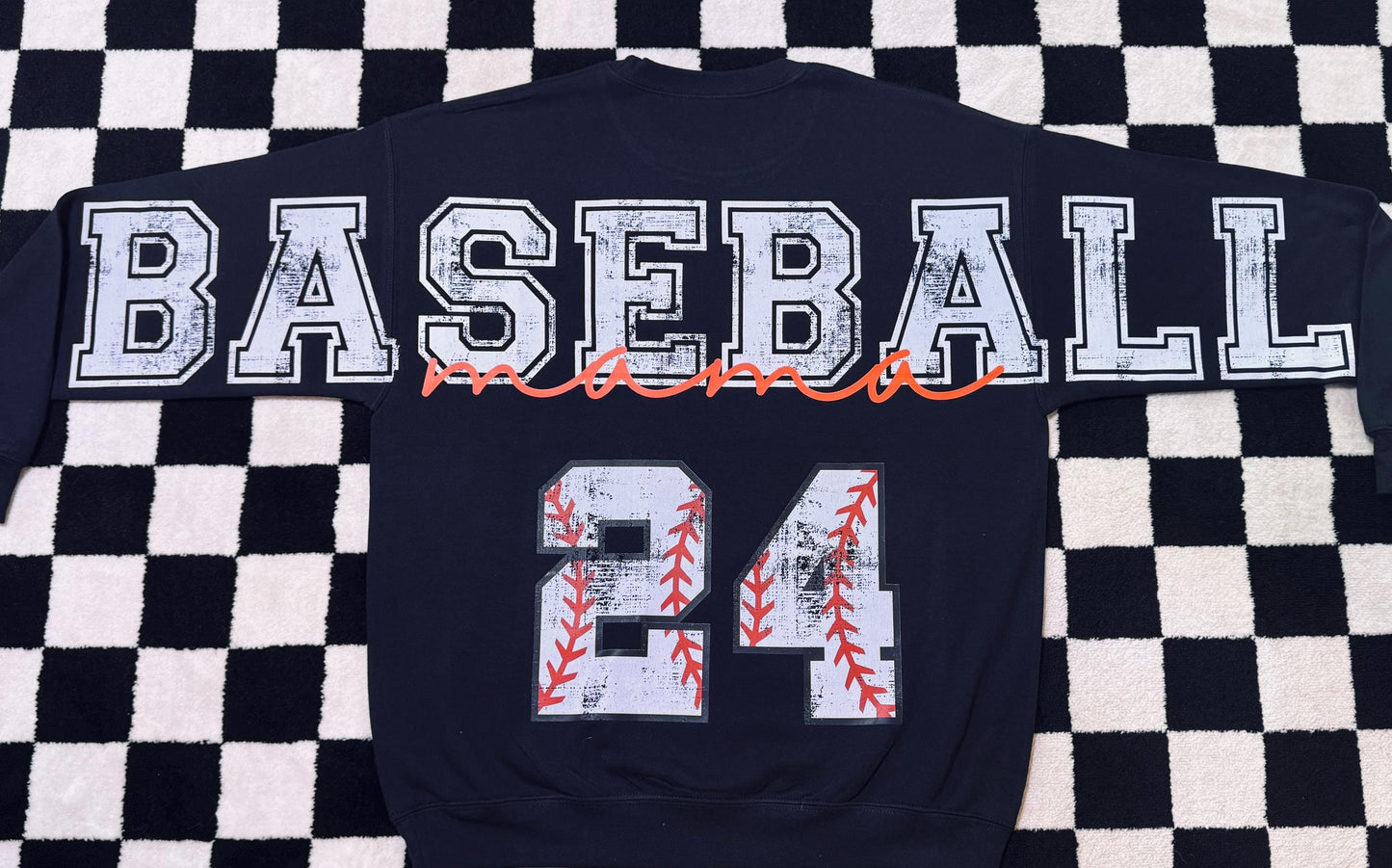 Custom Baseball Mama Crewneck Personalized Jersey Number Print Mom Game Day Shirt