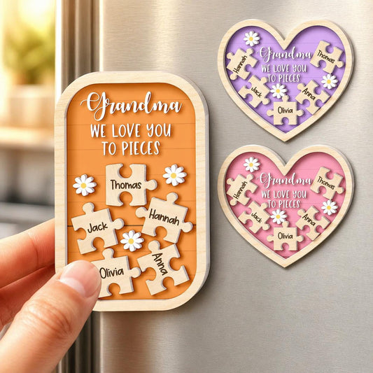 Personalized Grandma Puzzle Refrigerator Magnet with Grandkids Names