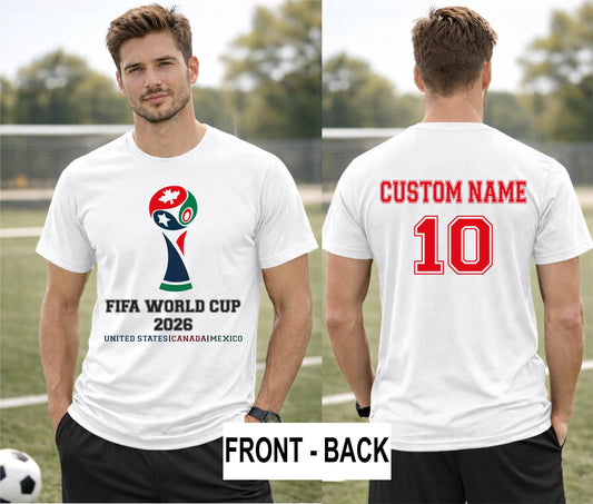 Celebrate the 2026 FIFA World Cup in style with this fully customizable fan t-shirt