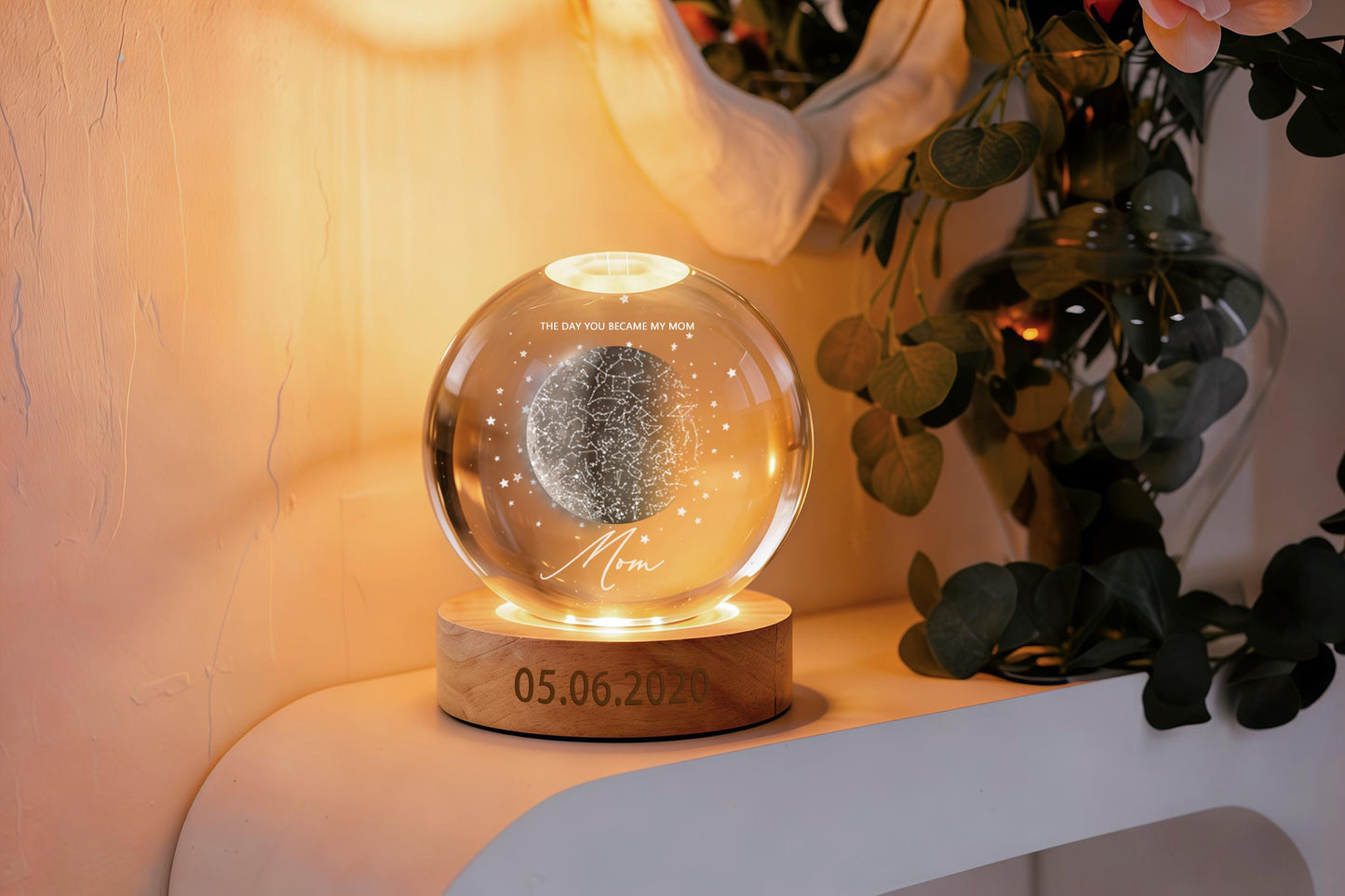 Personalized Constellation Crystal Ball Lamp | Customizable Name, Message & Date Keepsake Light