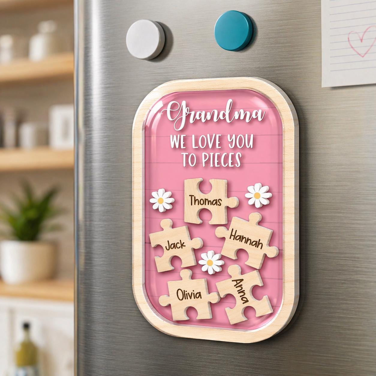 Personalized Grandma Puzzle Refrigerator Magnet with Grandkids Names