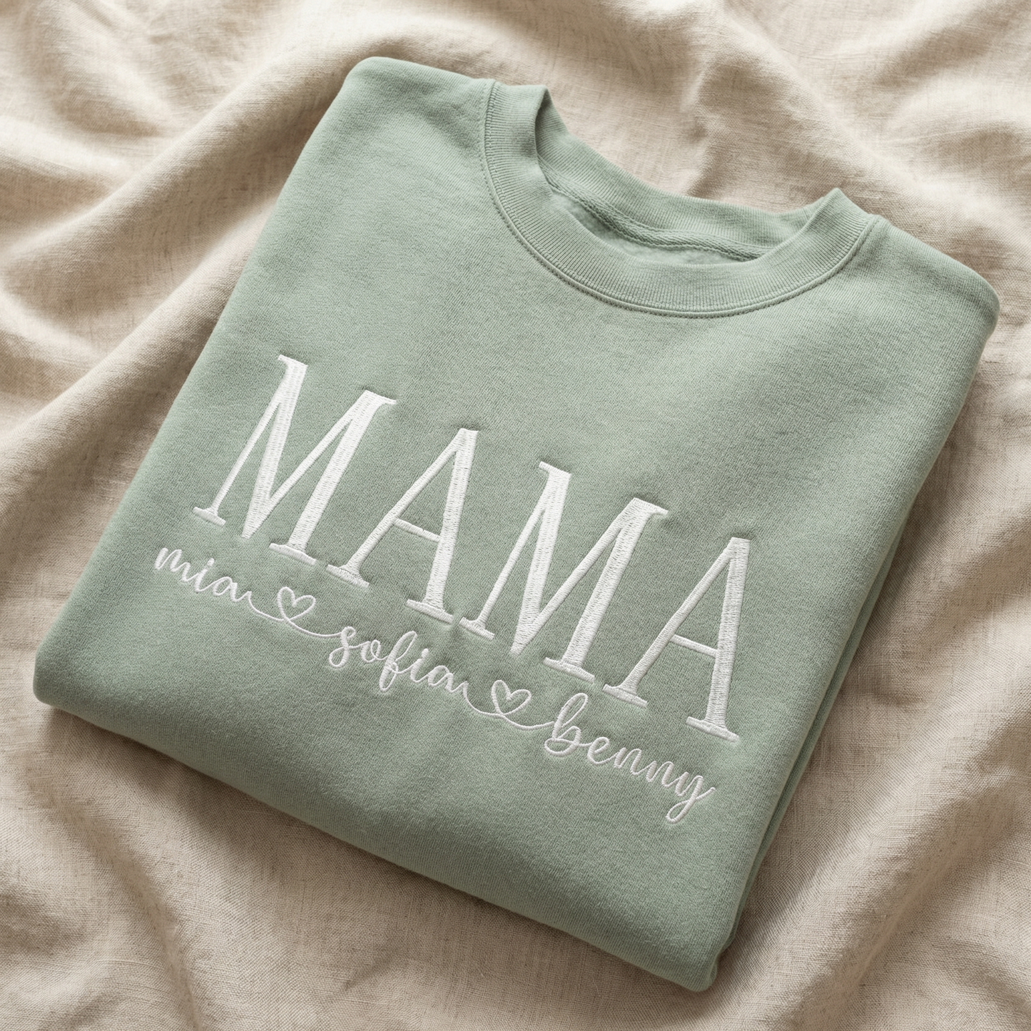Custom embroidered Mama & Kids Name Sweatshirt