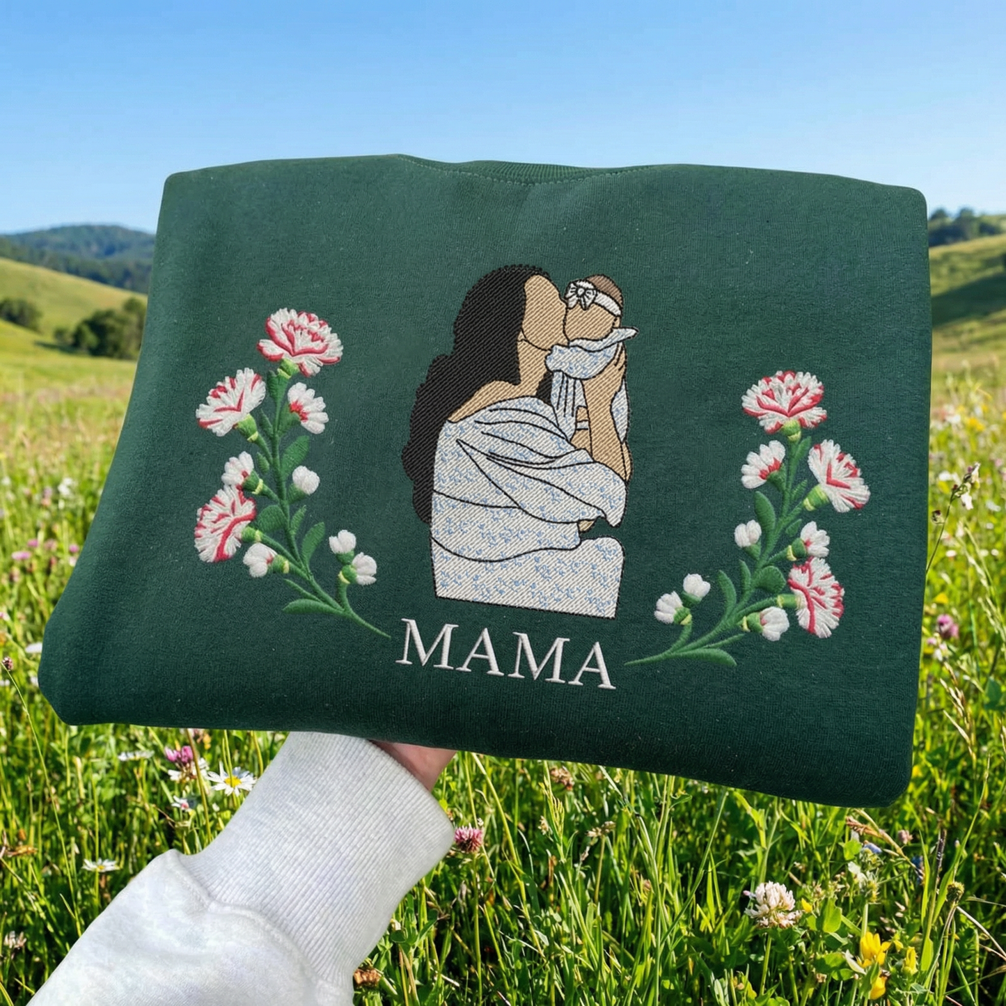 Custom Birth Flower Mama Sweatshirt | Portrait Edition